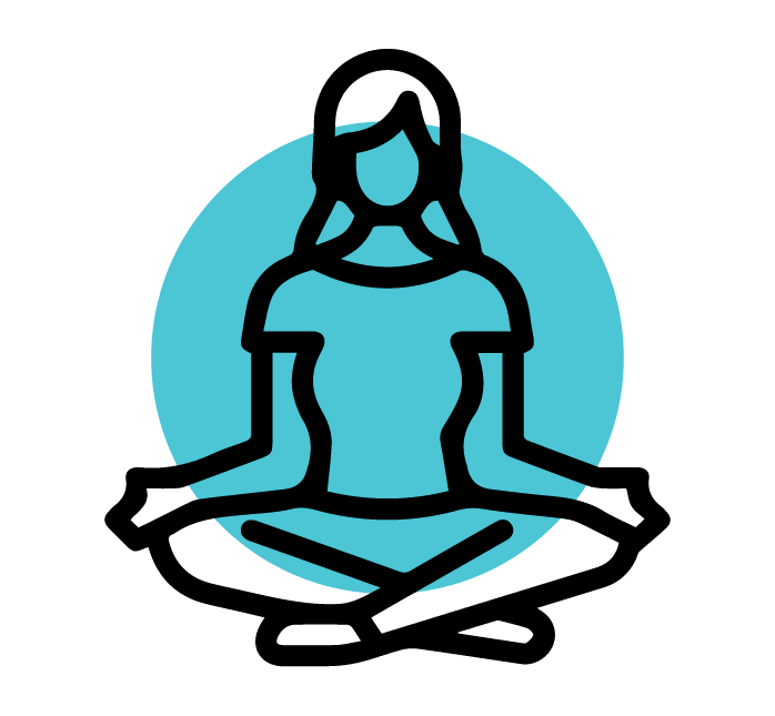 icono de señora realizando meditacion sore fondo azul